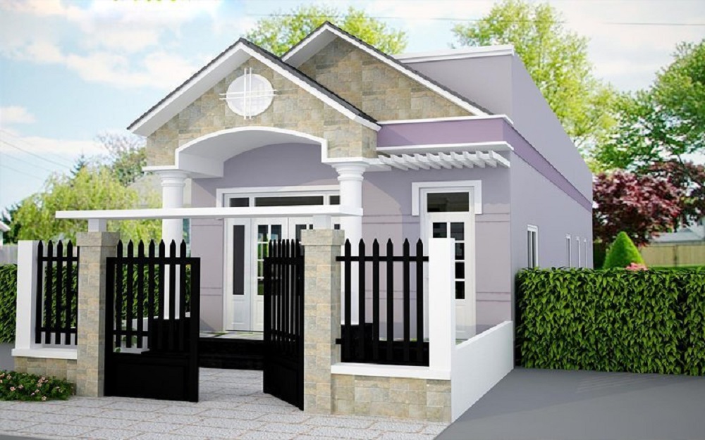 Mặt tiền mẫu nhà cấp 4 mái thái chữ L
