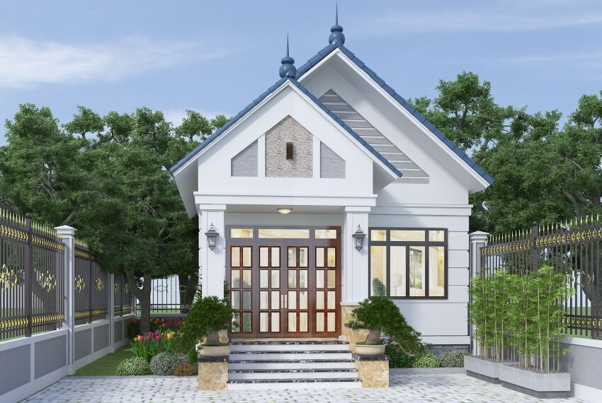 Nhà cấp 4 mái thái nhỏ đẹp với thiết kế giếng trời di động đón ánh sáng tự nhiên cho căn nhà